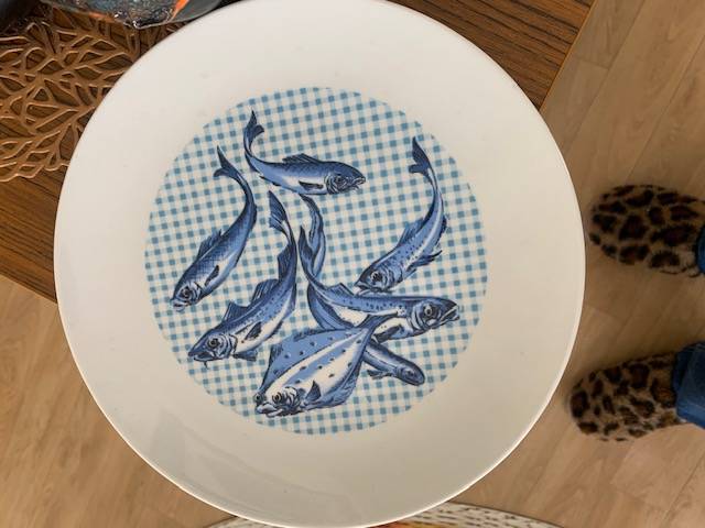 12 Assiettes decor poissons JL MENAU Made in Germany Democratic Republic
