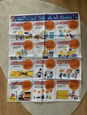 Torchon calendrier vintage 1969